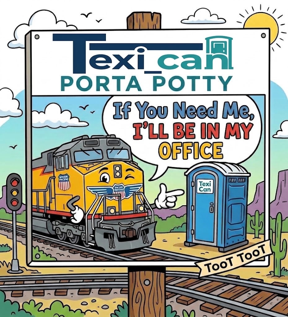 Texi_can truck hauling porta potties on trailer